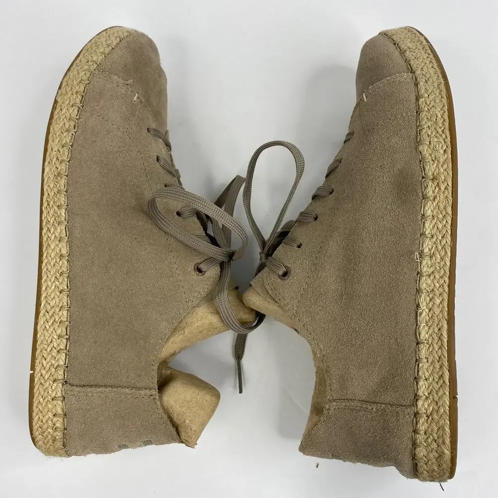 TOMS Womens size 8.5 Lena Desert Suede Leather Espadrille Lace Up Shoes